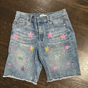 Jordache Blue Star-Patterned Jean Shorts Size 16